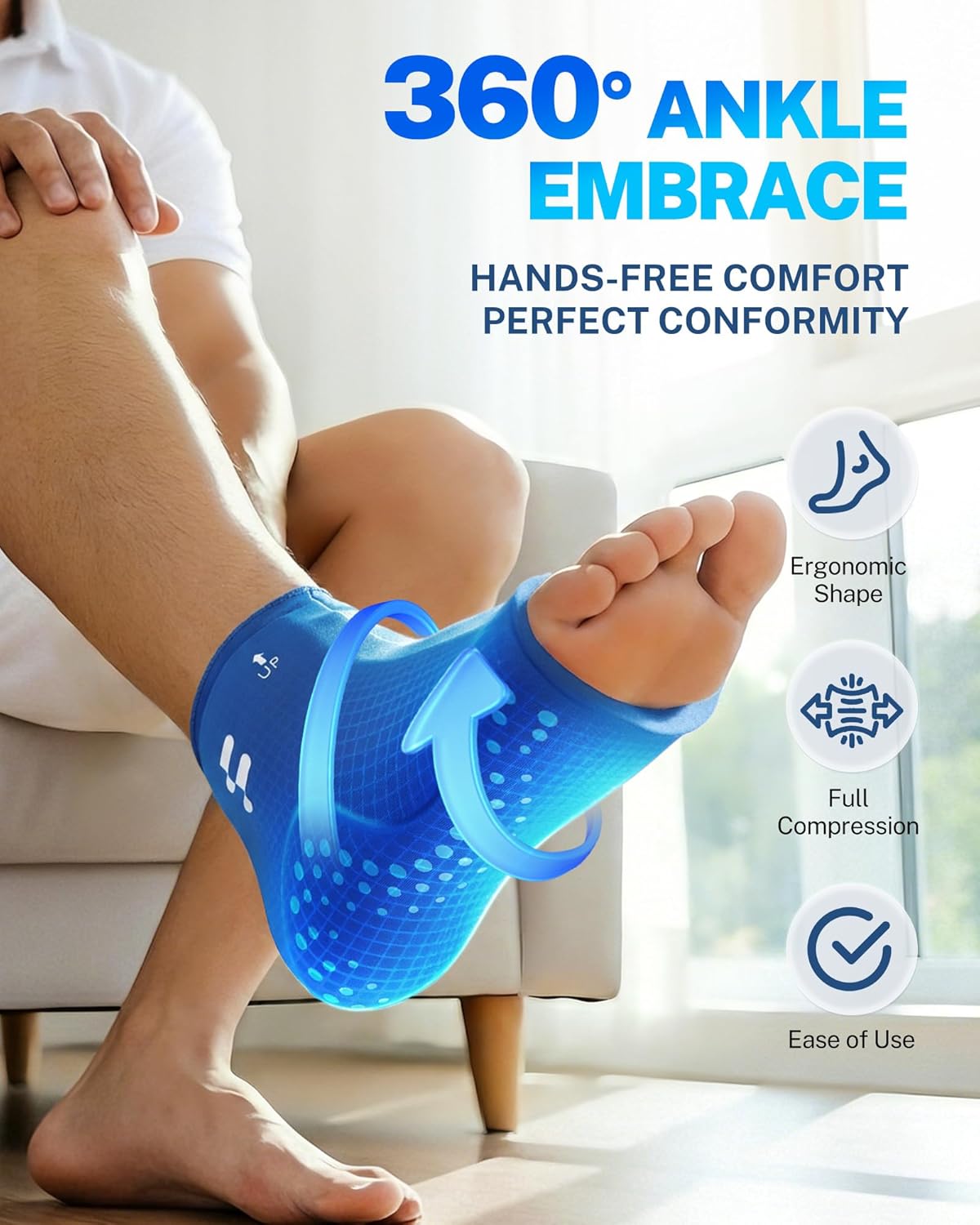 Extended Ankle Ice Pack Wrap for Sprained Ankle & Swelling Relief, 30% Longer Lasting Cold Therapy, Reusable Gel Ice Pack Sleeve for Foot Pain, Plantar Fasciitis, Achilles Tendonitis, Heel Pain, XL