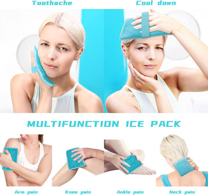 Gel Beads Ice Pack Ice Bag with Strap-1 Pack Reusable Hot & Cold Pack Compress for Knee, Shoulder, Foot, Back, Ankle, Neck, Hip, Elbow, Wisdom Tooth-7.76''x4.93''(Blue)