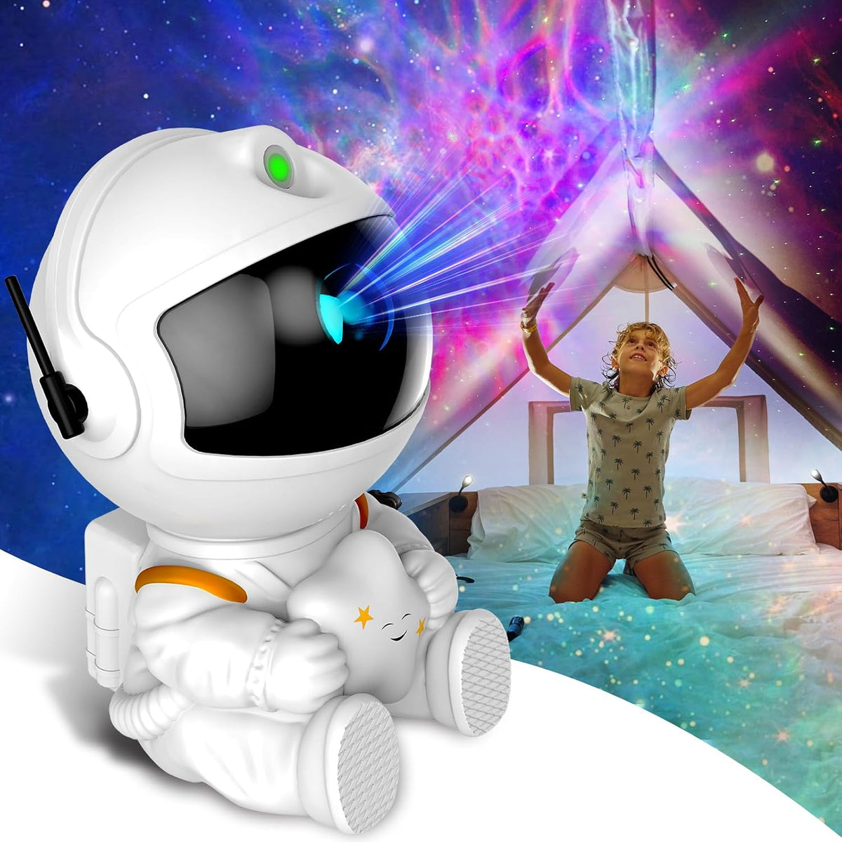 FSSQLBFLC Astronaut Galaxy Projector, Night Light for Kids, Space-Theme