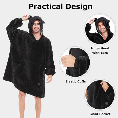 THREE POODLE Wearable Blanket Hoodie for Women, Oversized Sherpa Sweatshirt Blanket for Adults Men, Cozy Hooded Blankets, Gifts for Teen Girls Women Mom Sister