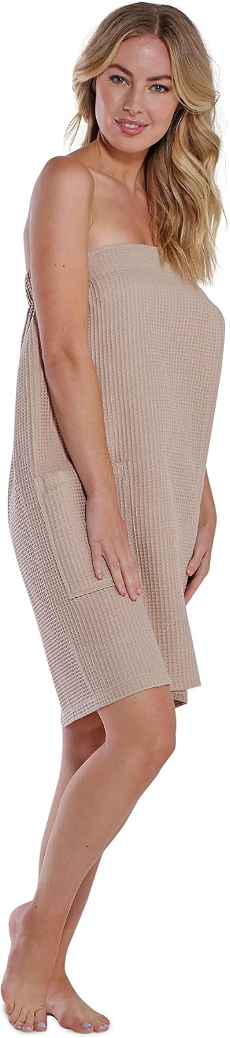 Turquaz Lightweight Knee Length Waffle Robes For Women Spa Bath Waffle