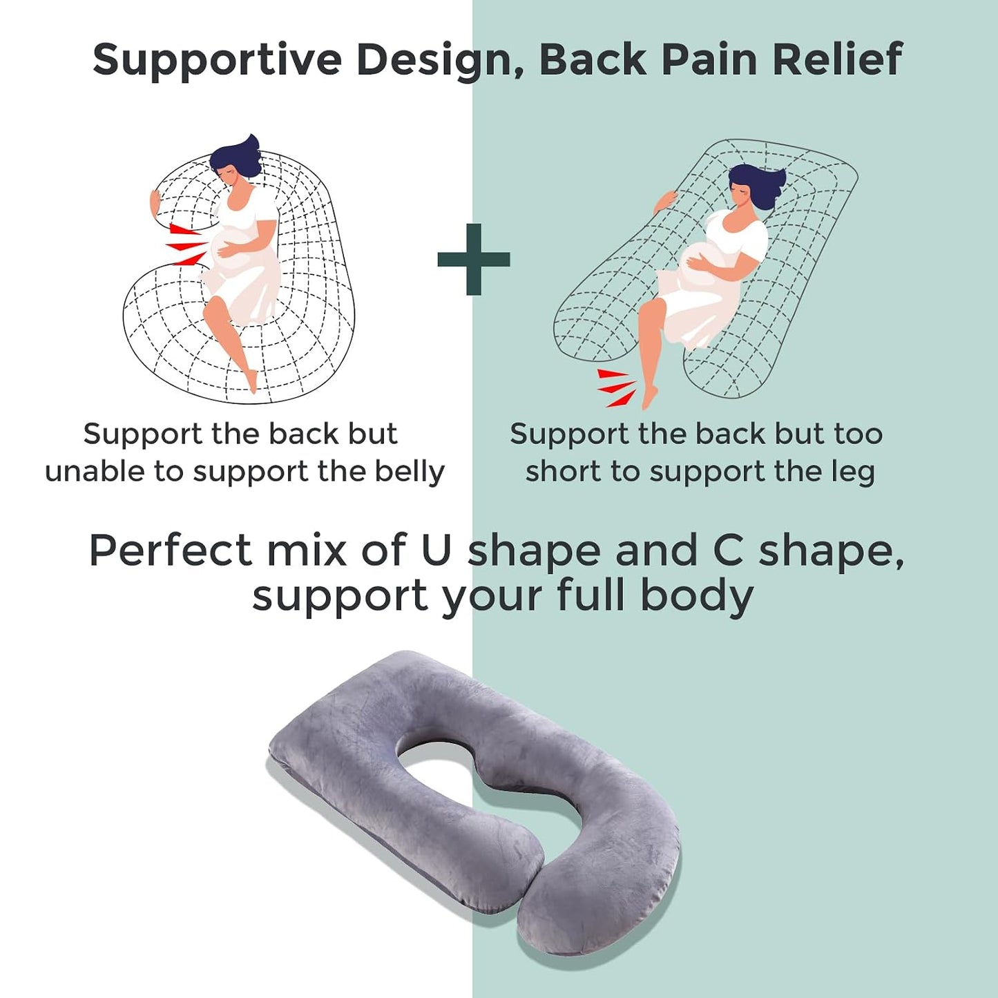 Momcozy Cooling Pregnancy Pillow - U Shaped Full Body Maternity Pillow