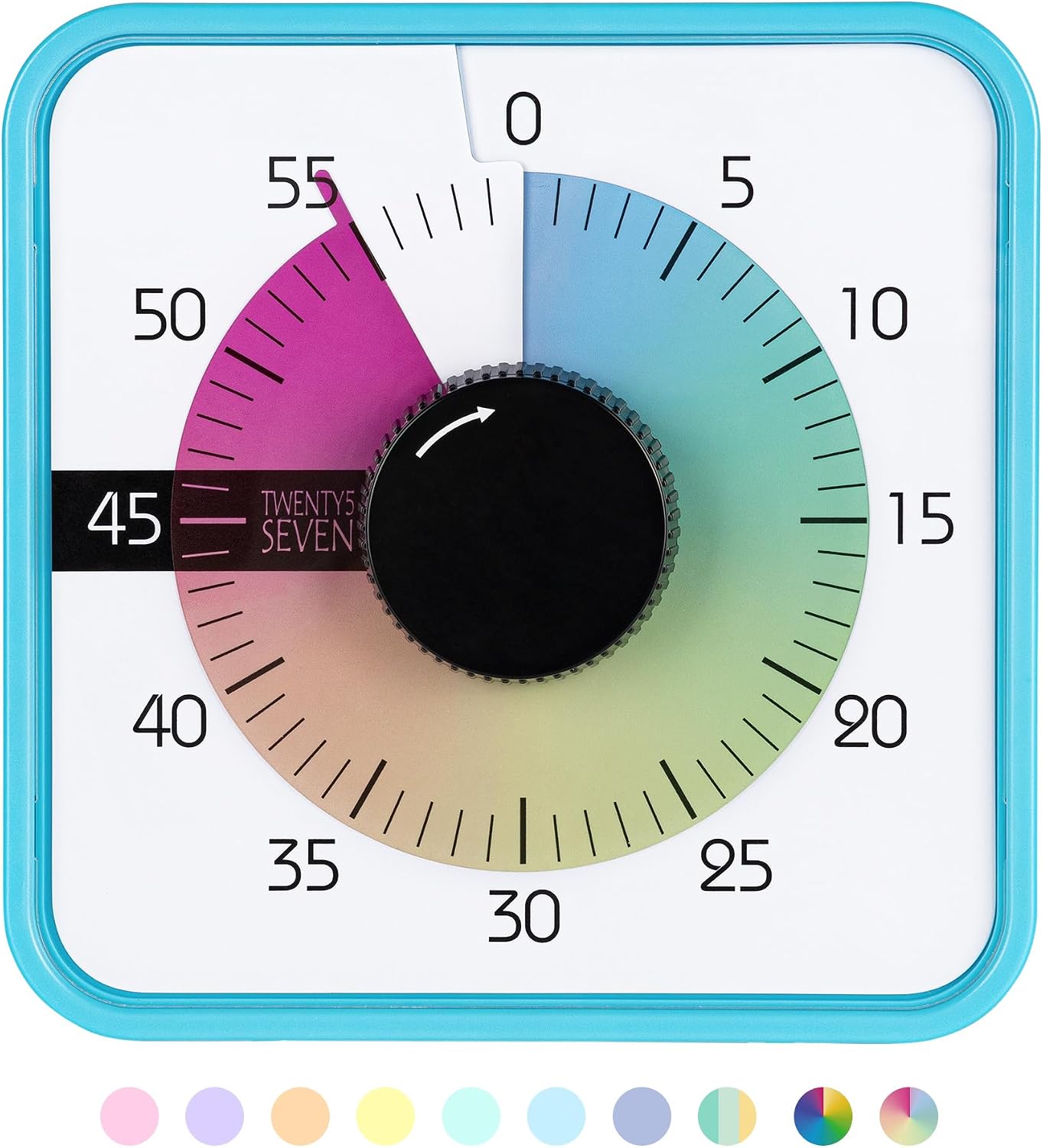 Visual Timer 7.5 inch; 60 Minute 1 Hour Countdown Timer for Kids Classroom Teaching Tool Home Office Meeting, Mechanical Countdown Clock for Exam Time Management Magnetic, Navy Blue with Colorful Disc