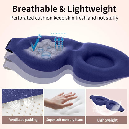 NEWVANGA Sleep Mask for Back and Side Sleeper, Block Out Light, Luxury Sleeping Eye Mask of 3D Night Blindfold, Zero Pressure Breathable Travel Eye Cover Black