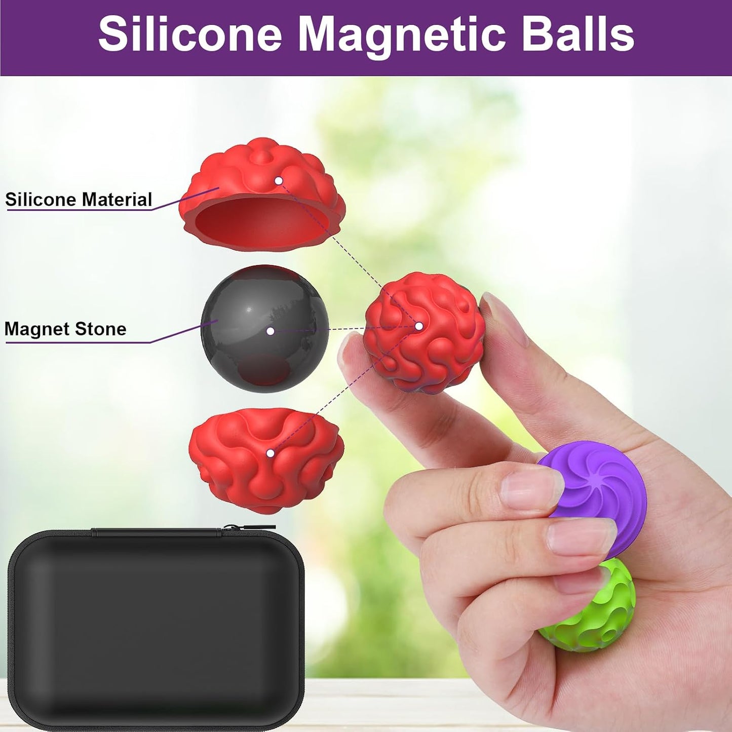 BUSOHA Silicone Fidget Balls - 4 Pack Fidget Toys Adults Sensory Toys Stress Balls for Adults Teens Gifts for Calming,Autism and ADHD Office