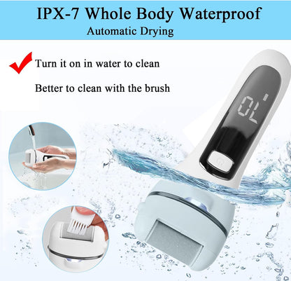 Callus Remover for Feet Electric Foot File, 13-in-1 Professional Pedicure Tools Foot Care Kit, Foot Scrubber Pedi for Hard Cracked Dry Dead Skin, 3 Rollers, 2 Speed, Battery Display (Black2)