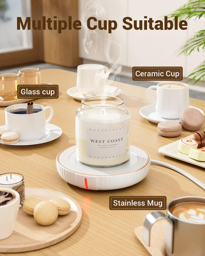 HouseGem Large Candle Warmer Plate - Coffee Cup Mug Warmer for Desk, Candle Melter, Electric Mug Heater for Beverages, Milk & Tea, Coffee Accessories Ideal Gifts Keep Cup Warm (Black)