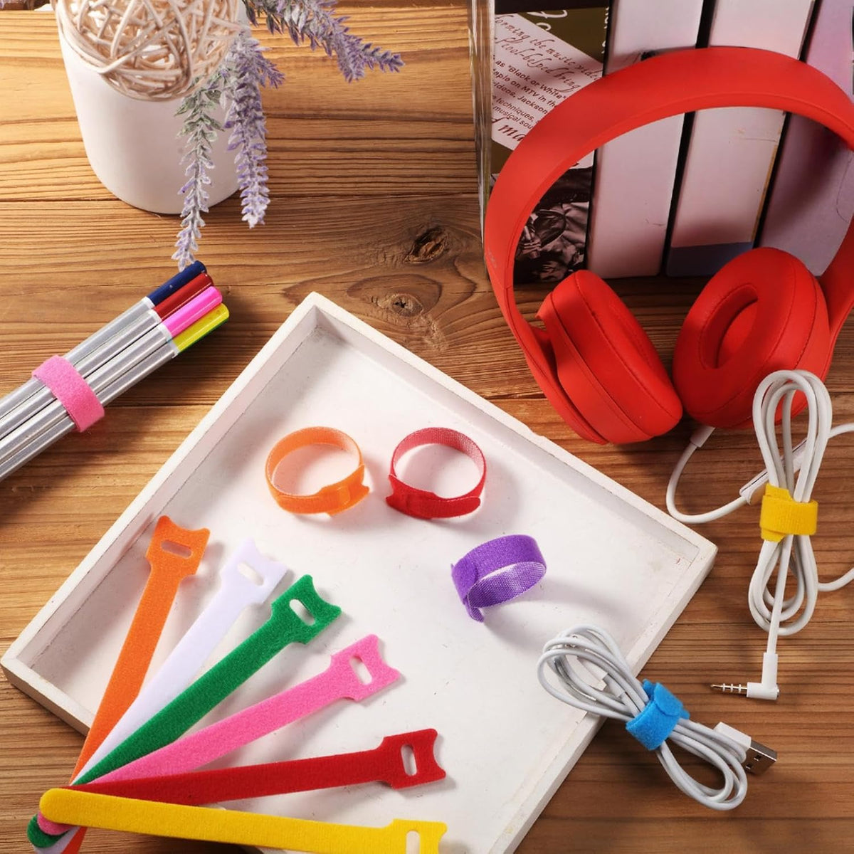 TaoBary 48 Pcs Cable Labels for Cords, Reusable Cable Ties Organizer Kit