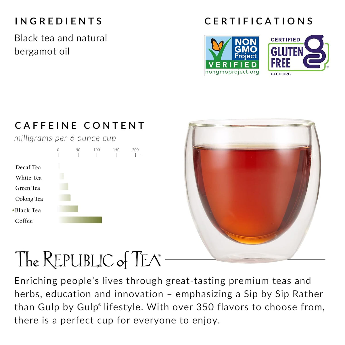 The Republic of Tea Earl Greyer Black Tea, Naturally Caffeinated, 50 Count