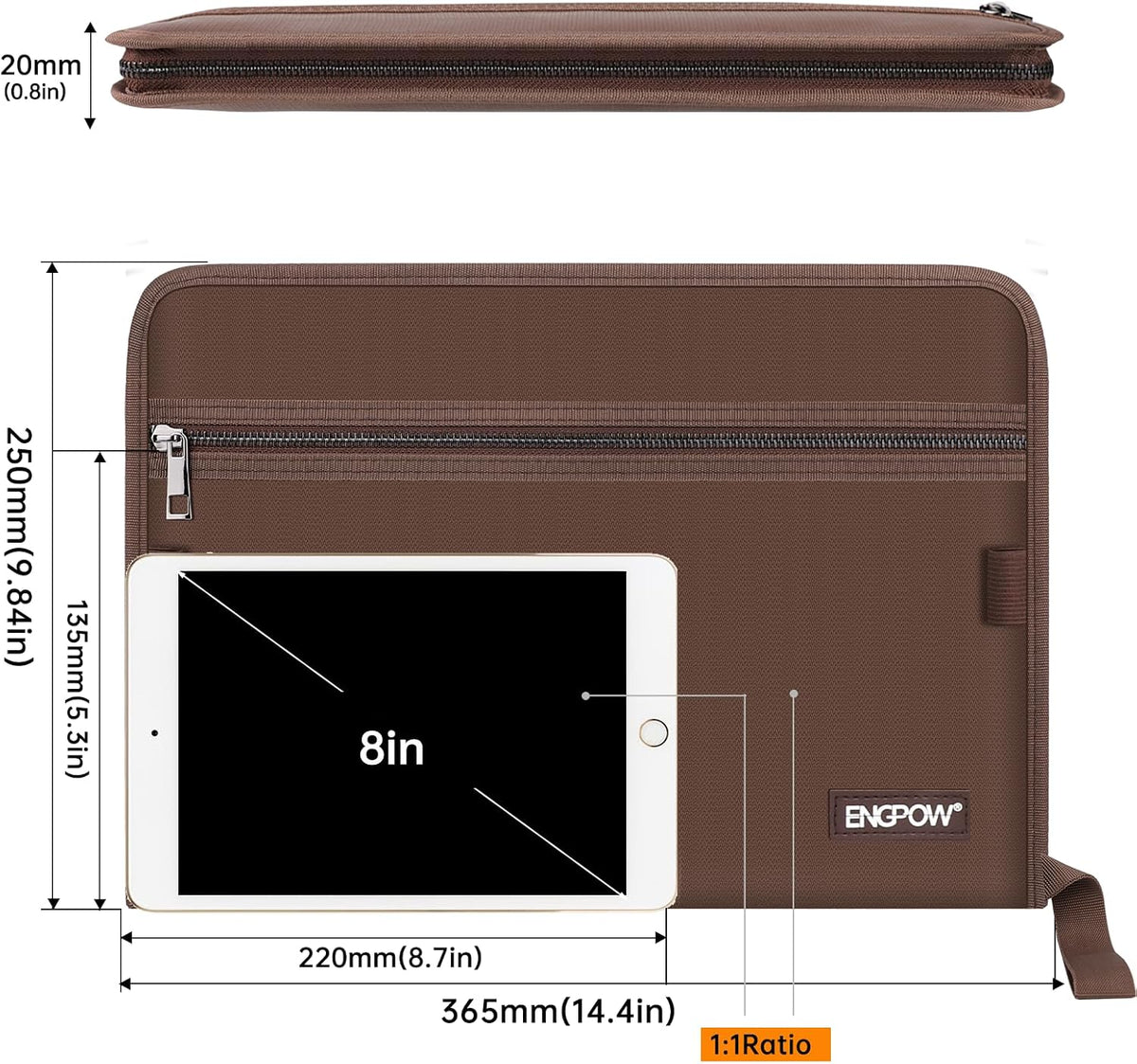 ENGPOW Expanding File Folder,Fireproof 13 Pockets Document Organizer Bag