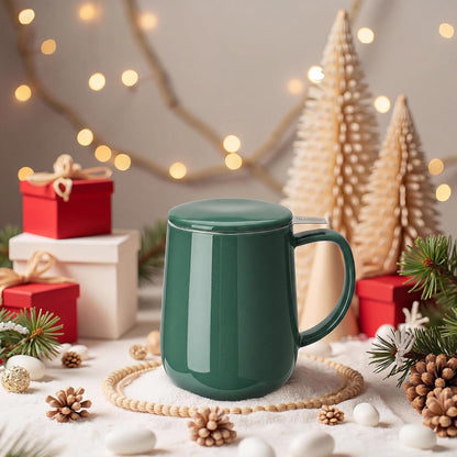Sweese 20 OZ Porcelain Tea Mug with Infuser and Lid, Loose Leaf Tea Cup, Gifts for Tea Lover - Mint Green