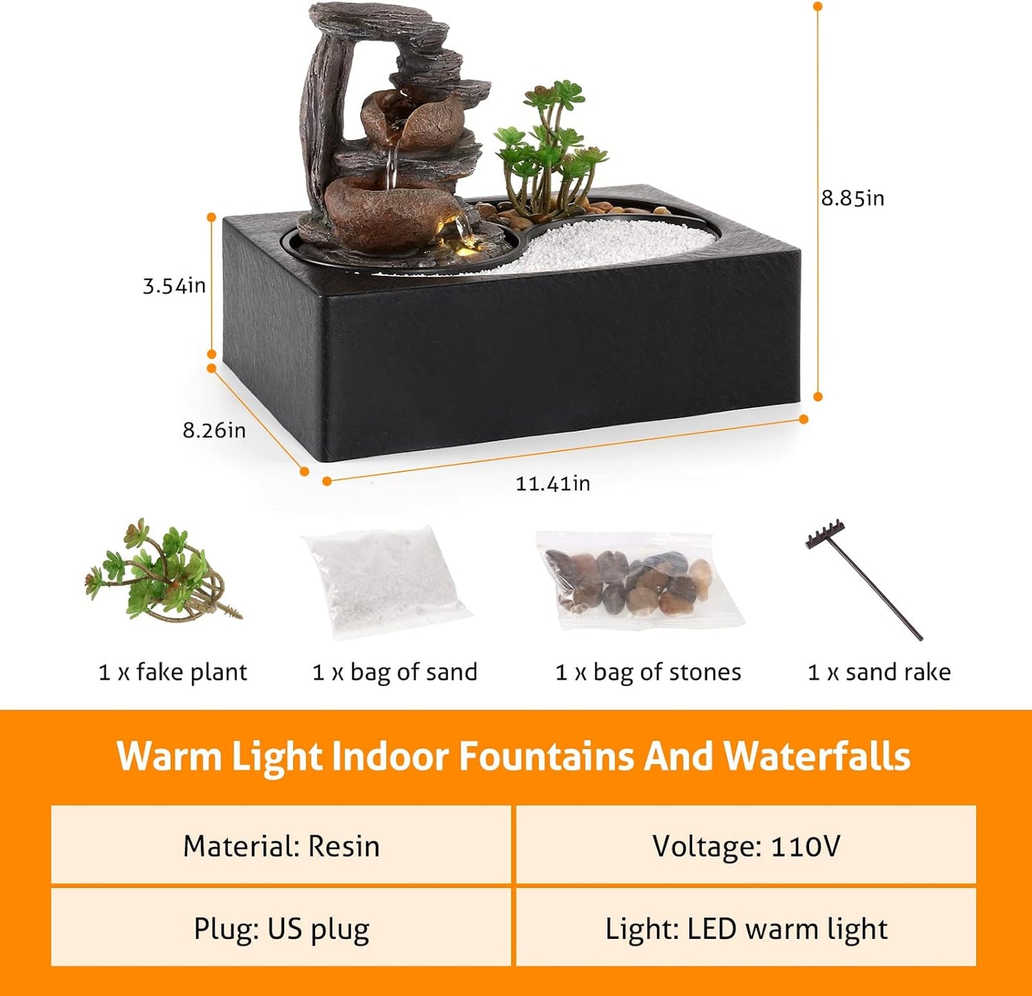 WICHEMI Tabletop Water Fountain Buddha Fountain Indoor with LED Light