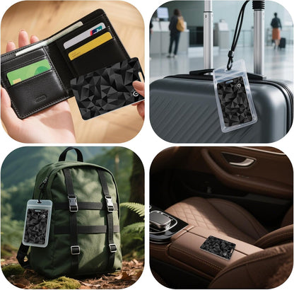 Wallet Tracker Card, Slim Rechargeable Bluetooth Item Locator, Smart Finder Compatible with Apple Find My for Wallet, Luggage, Passport, IP68 Waterproof (iOS Only) (Carbon Fiber Black)