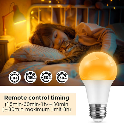 L LOHAS LED Sleep aid Amber Light Bulbs, Blue Light Blocking, A19 9W(60 Watt Equivalent) Dim Light Bulbs, 1800K Warm Light Bulb, E26 Base, 2 Pack