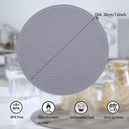 To encounter Silicone Microwave Mat - Round 12" x 12" - Set of 2 Heat Resistant Multifunctional Mat, Splatter Guard, Trivet, Hot Pad, Pot Holder