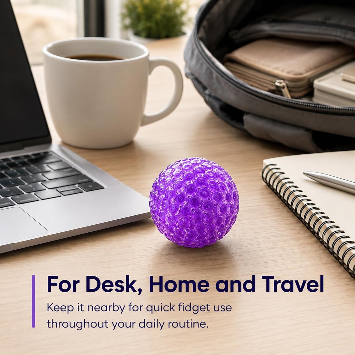 Handmade Stress Relief Balls for Adults, Soft Squeeze Fidget Toy with Rustling Sound, Portable Sensory Desk Toy for Office and Home (1 Blue)