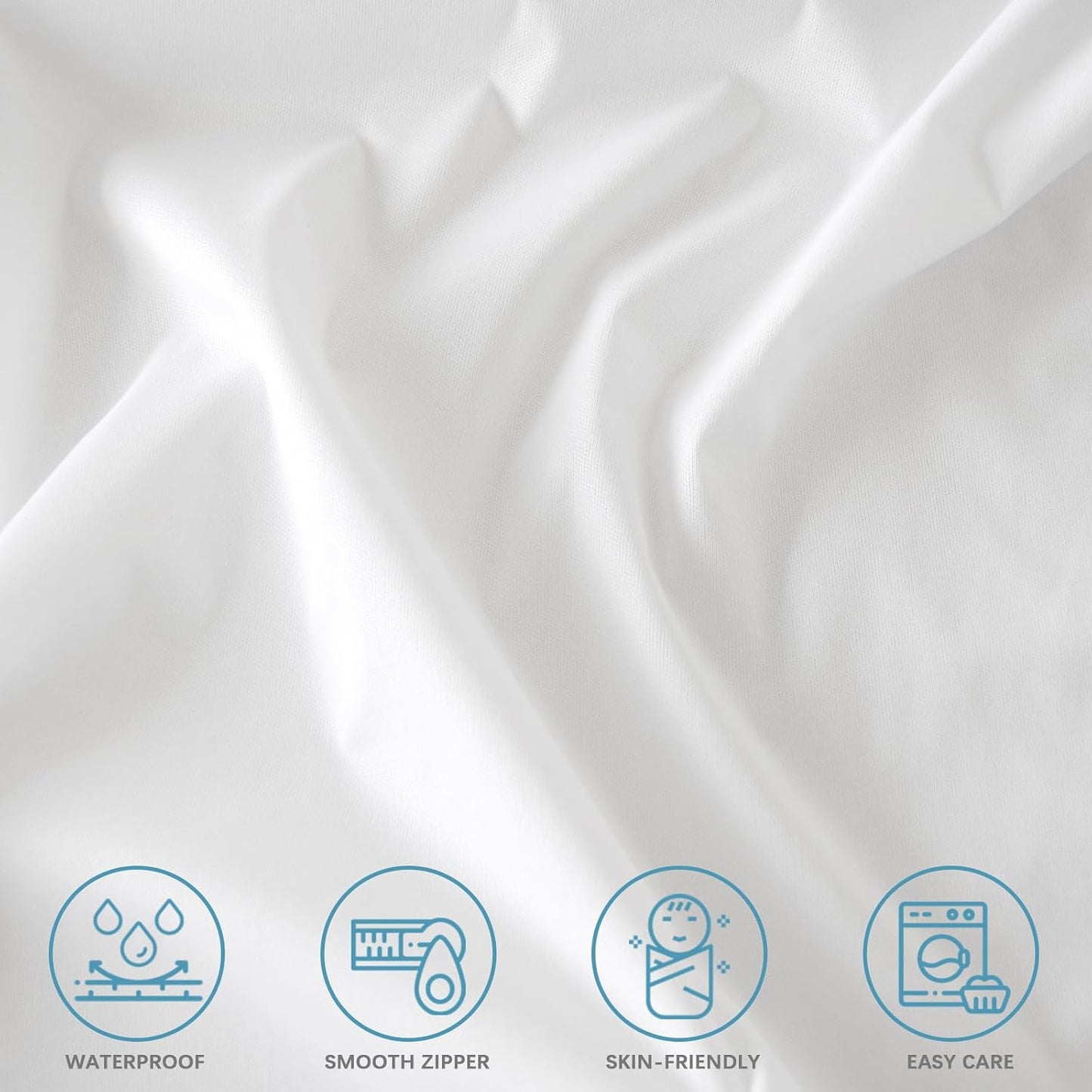 Pillow Protectors Waterproof 2-Pack, Standard Size with Zipper