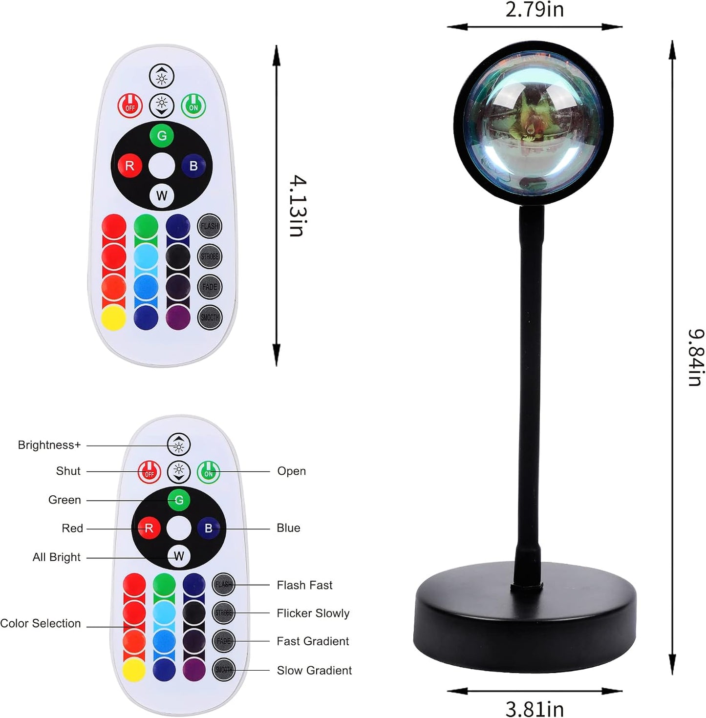 Sunset Lamp, Lights,Sunset Projection Lamp 16 RGB Color Changing Night Light 360 Degree Bracket for Self-Media Light Romantic Wedding Birthday Party Bar Restaurant Photo Background Gifts
