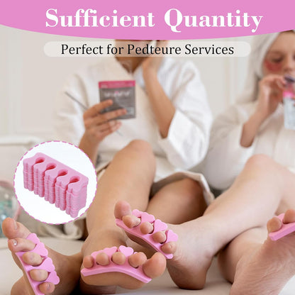 100 Pcs Sponge Toe Separators Soft Finger Separators Premium Pedicure Tool Kit Flexible Toe Divider Spacer for Polishing Pedicure Manicure Coating Nail Art Beauty Accessories (Pink)