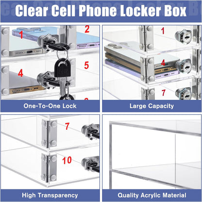 Layhit 20 Slots Cell Phone Locker Box for Classroom, Back to School, Clear