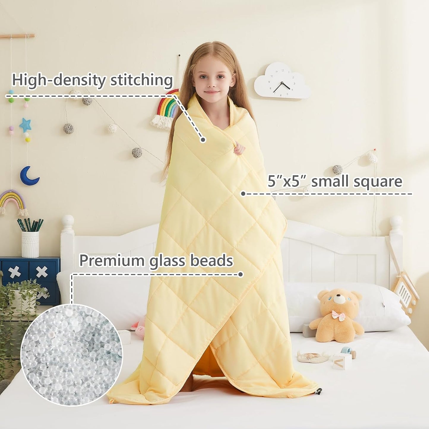 L'AGRATY Weighted Lap Pad 7lb: Small Weighted Blanket for Adults - Cooling Portable Travel Blanket for Relaxation Sleeping - Washable All-Season (29" x 24")