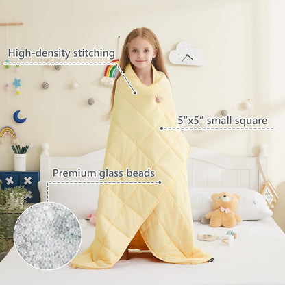 L'AGRATY Weighted Lap Pad 7lb: Small Weighted Blanket for Adults - Cooling Portable Travel Blanket for Relaxation Sleeping - Washable All-Season (29" x 24")
