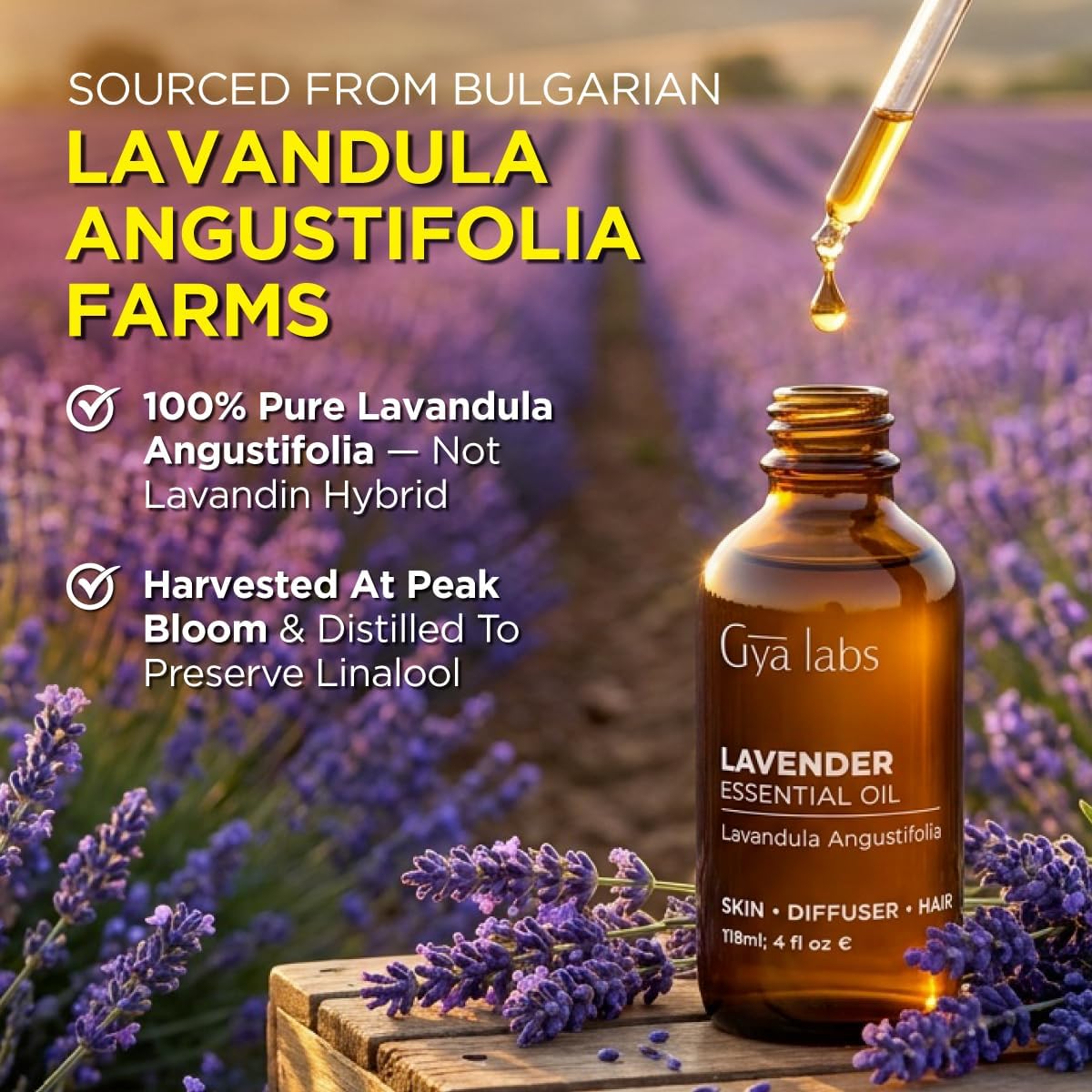 100% Pure Lavender Essential Oil for Skin & Diffuser - 4 Fl Oz