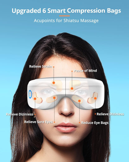 latumab Eye Massager with Heat, Heated Eye Mask with Bluetooth Music, Face Massager, Mask for Migraine & Headache Relief, Improved Sleep, Birthday Gifts for Mom Dad Women Men Her Him