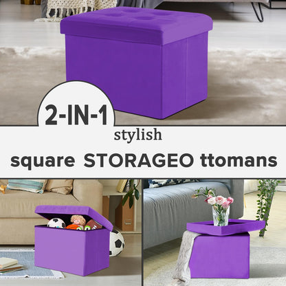 LINMAGCO Ottoman with Storage Small Foot Rest Stool Under Desk Stool Short Folding Footrest for Living Room Bedroom Home Office Dorm Dark Gray 16X12X12IN