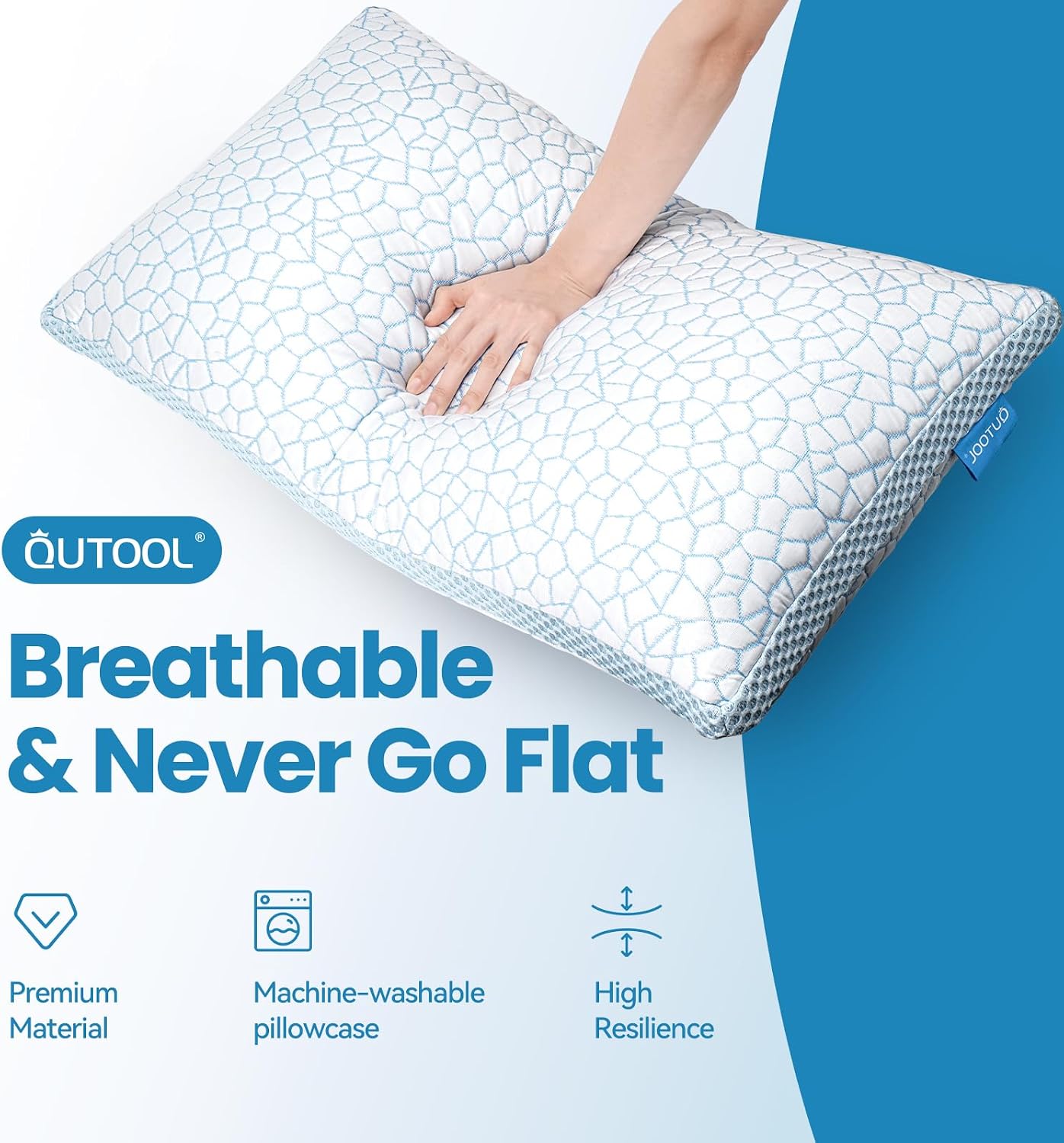 QUTOOL Double Sided Cooling Pillow for Hot Sleepers, Shredded Memory Foam Pillows Queen Size Set of 2, Adjustable Soft & Firm Gel Bed Pillow for Side, Back, Stomach Sleepers