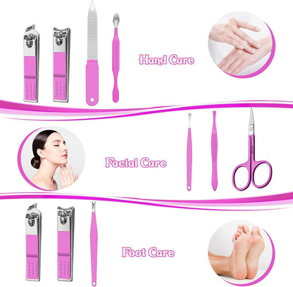 Manicure Set 8 in 1 Nail Clipper Set,RedFlow Nail Clippers,Fingernail & Toenail Clippers,Manicure Tools,Pedicure Tools,Suitable for Travel Manicure Kit,Nail Set Kit with Everything Profe (Blue)