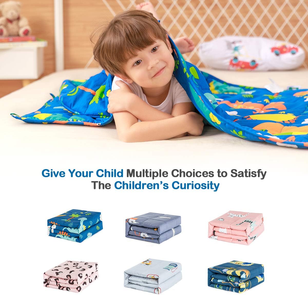 Sivio Weighted Lap Pad 2lbs, Cotton Weighted Blanket Sensory Weighted Lap Blanket Indoor Outdoor, 19 x 21 Inch, Blue Dinosaur