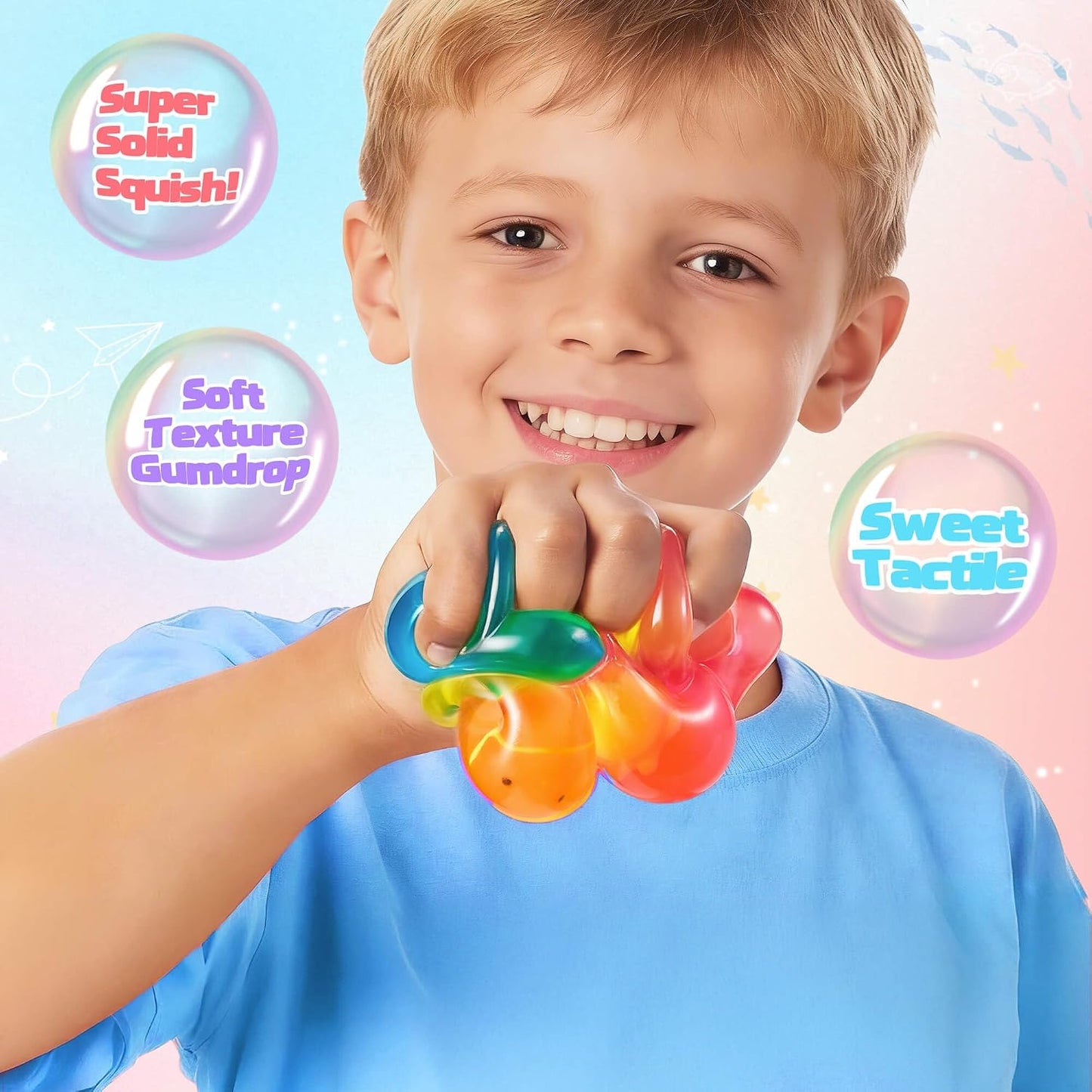 Stress Balls for Kids Adults - Squishy Fidget Toys Sensory Toys for Kids with Autism Glow in The Dark Squeeze Balls for Hand Therapy Squish Ball for Anxiety Stress Relief Easter Basket Stuffers