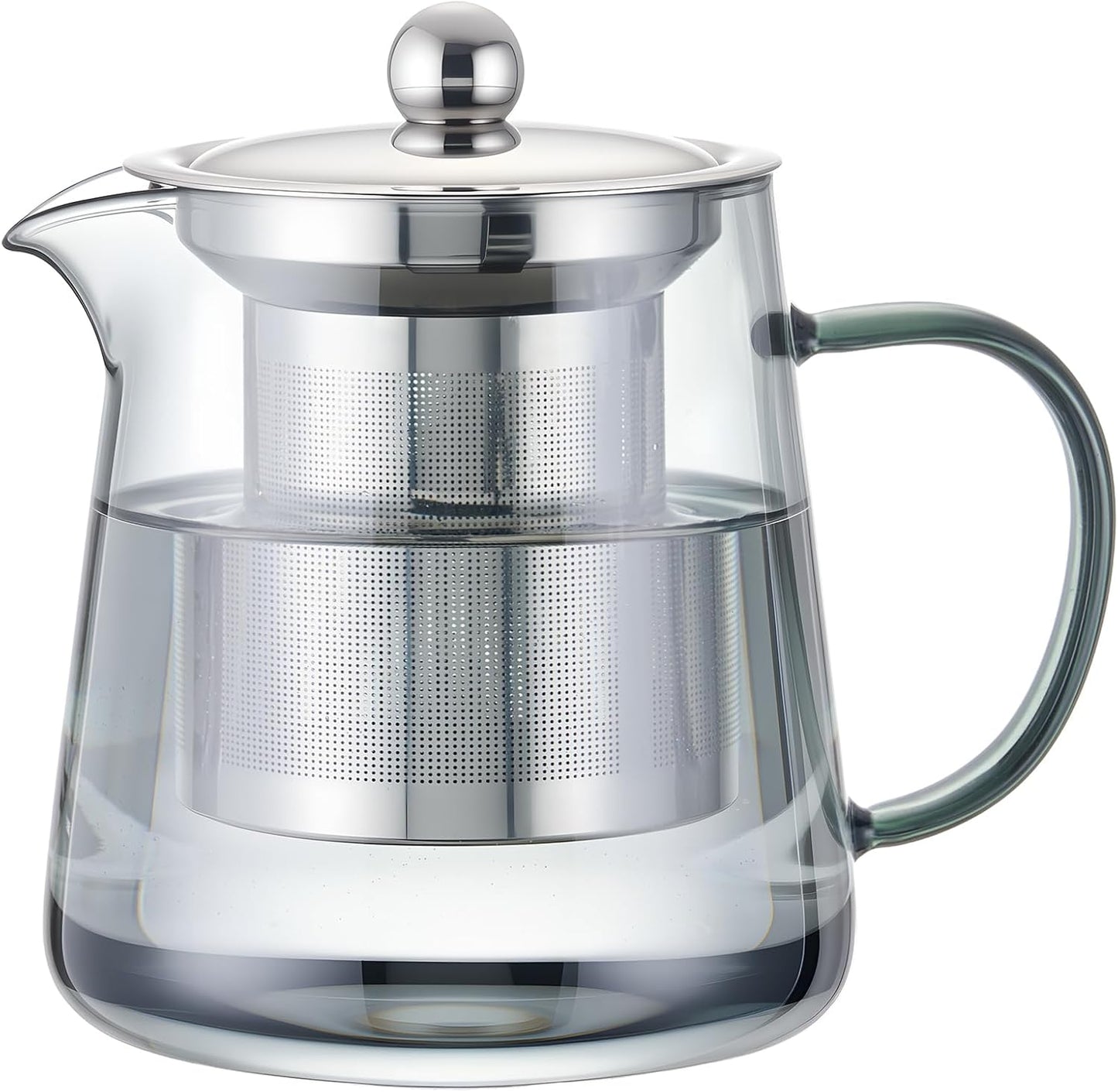 PARACITY Glass Teapot Stovetop 18.6 OZ, Borosilicate Clear Tea Kettle with Removable 18/8 Stainless Steel Infuser, Teapot Blooming and Loose Leaf Tea Maker Tea Brewer for Camping, Travel (550ML)