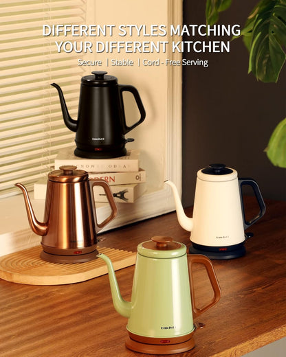 DmofwHi Gooseneck Electric Kettle(1.0L), 100% Stainless Steel BPA Free Classic Pour Over Coffee Kettle | Tea Kettle - Green