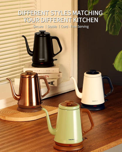 DmofwHi Gooseneck Electric Kettle(1.0L), 100% Stainless Steel BPA Free Classic Pour Over Coffee Kettle | Tea Kettle - Green