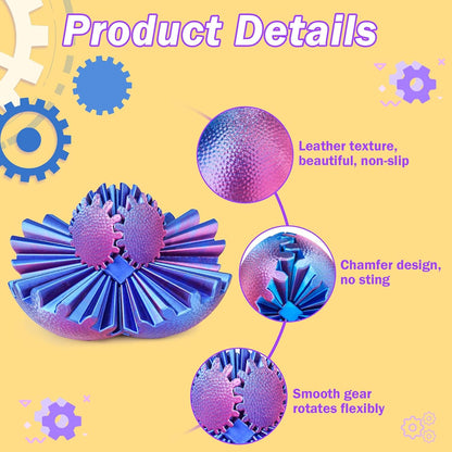 Gear Ball Fidget Toys Steampunk Gear Sphere Stress Relief for Kids Adults 3D Printed Unique Funny Birthday Gift for Christmas White Elephant Stocking Stuffer Easter (Ombre Purple, Dia. 2.5" )