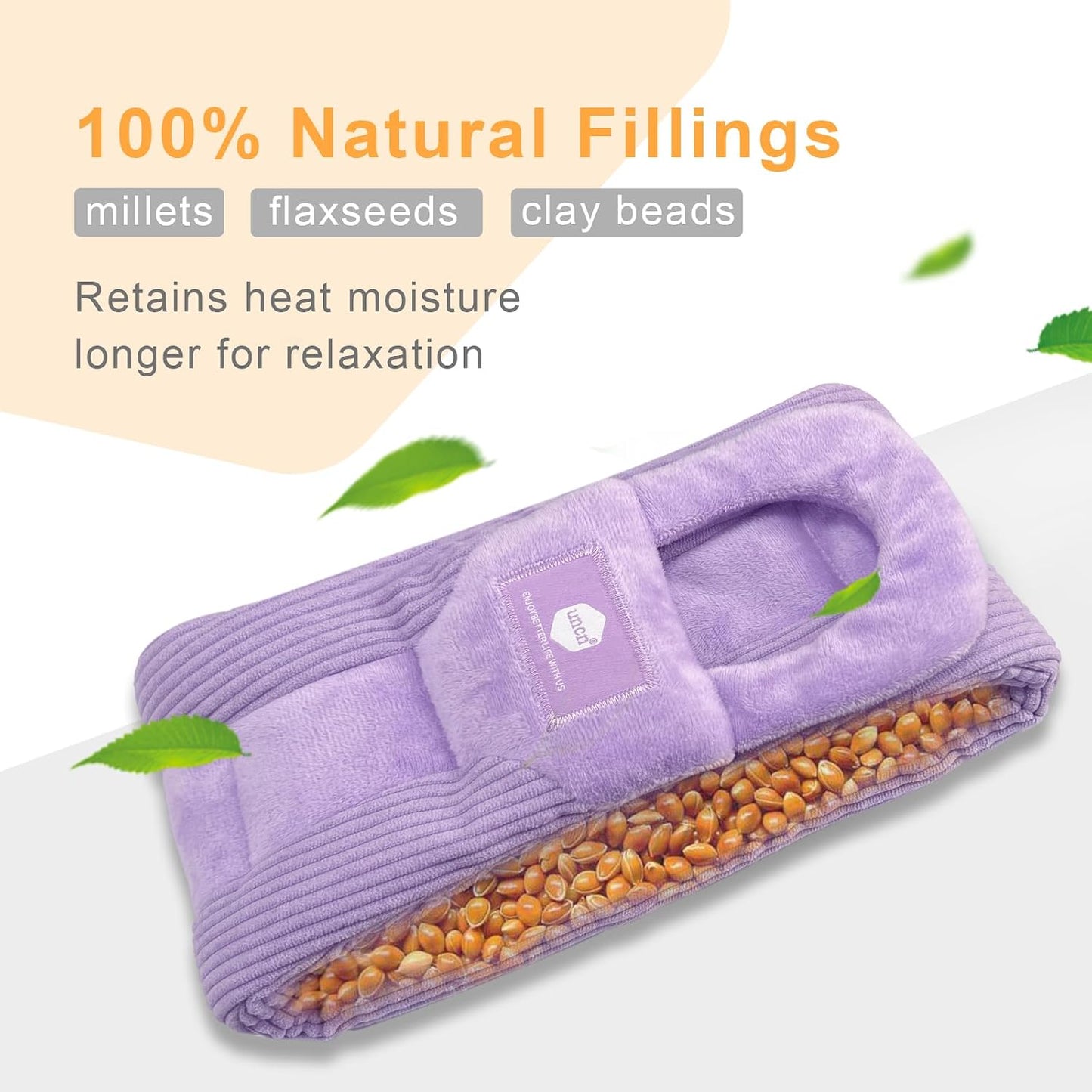 UNCN Long Wide Heating Pad for Neck and Shoulders Back 33x5.9 Microwavable Large Moist Heat Pack Warm Hot Compress Neck Wrap Weighted Bag Massage Reusable Herbal Nature Calming Portable 1.95Pounds