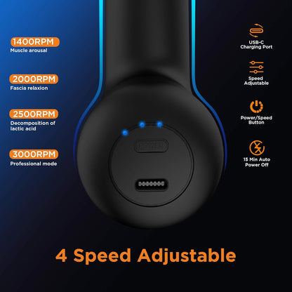 NEPQ Mini Massage Gun, Powerful Fascial Gun Portable Deep Tissue Percussion Muscle Back Head Massager for Pain Relief with 4 Massage Heads High-Intensity Vibration Rechargeable Small Massage Gun