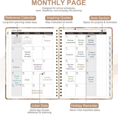 Planner 2026-2027, Weekly and Monthly Calendar Planner, JUL 2026 - JUN 2027 | A5(6.3'' x 8.5''), Hardcover, Agenda Book, Sprial Bound, Inner Pocket, Office and School Use