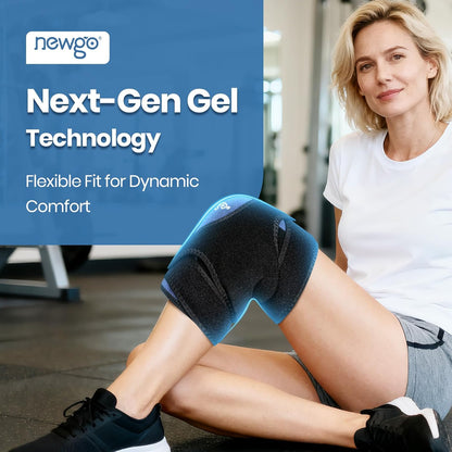 NEWGO 360° Knee Ice Pack Wrap, 60 Minutes Extended Cold Therapy with Ice Grid Gel, Ergonomic Y-Shape Snug Fit for Sports & Surgery Recovery, Swelling, Leak-Resistant, Reusable Design