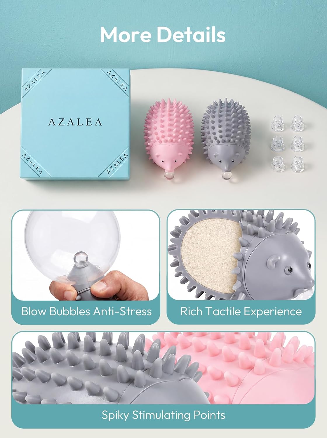 AZALEA Bubble Blowing Squishy Hedgehog Squeeze Toys, 2 Pack Bubble Squishy