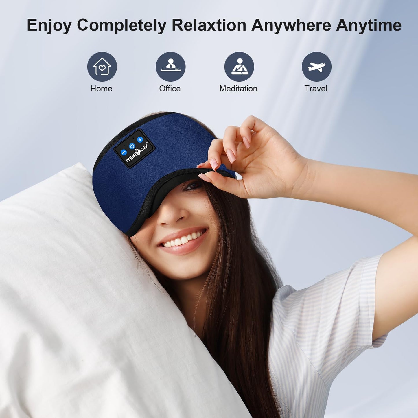 MUSICOZY Sleep Headphones, Bluetooth 5.4 Sleep Mask Headband Headphones Sleeping Eye Mask, Wireless Music Earbuds Earphones with HD Stereo Speakers for Side Sleepers, Cool Gadgets Unique Gift
