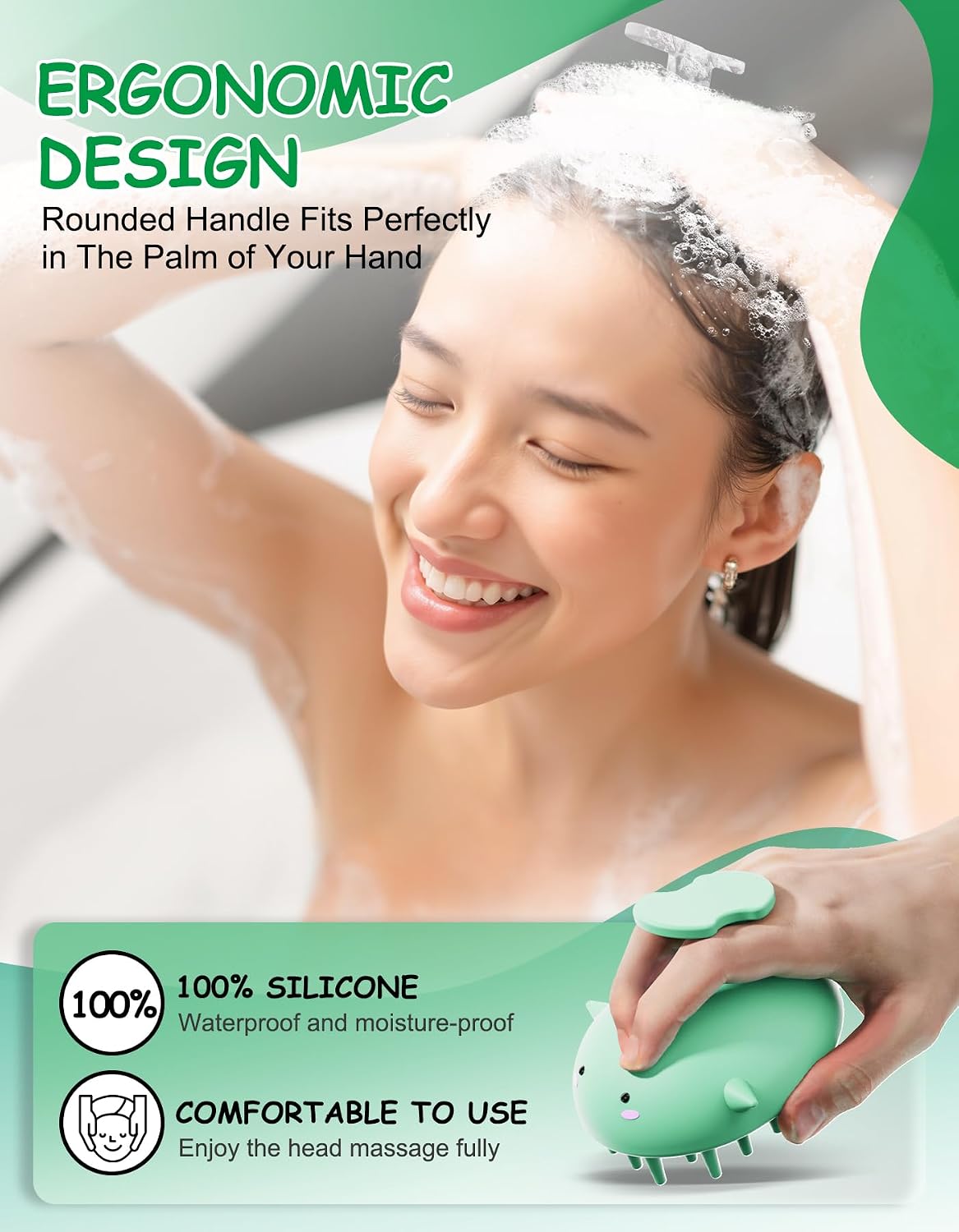 Scalp Massager Hair Growth, Silicone Scalp Scrubber Shower Shampoo Brush | One-Piece Silicone Scalp Exfoliator, Wet & Dry Hair Care, No Seams to Trap Water or Grime, Flakes and Buildup