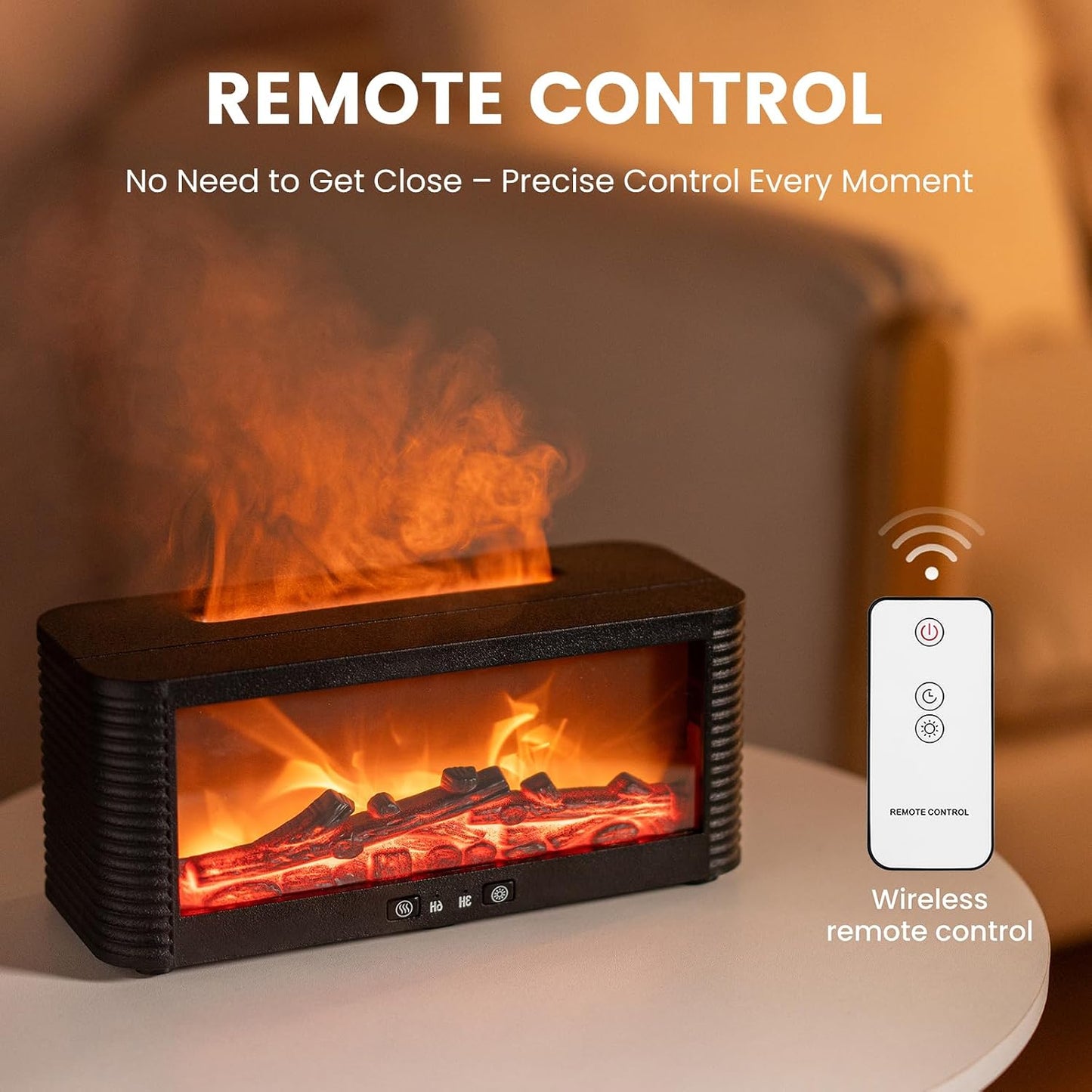 Colorful Flame Fire Diffuser Humidifier, Ultra-Quiet Aroma Essential Oils Aromatherapy Diffusers for Large Room, Bedroom, Office (Timeable, Waterless Auto off-150ml)