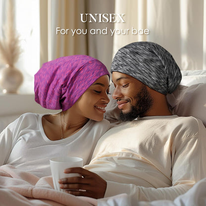 LULUSILK 100% Mulberry Silk Bonnet for Sleeping Women and Men, No More Frizzy Tangled Hair, Real Silk Sleep Cap for Curly Hair, Black, Pack of 1