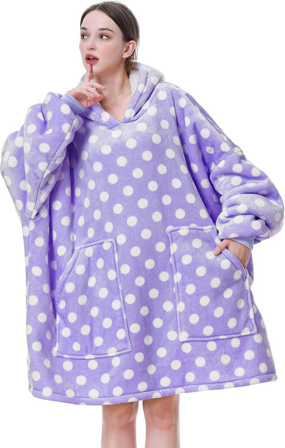 Aemicion Strawberry Blanket Hoodie,Oversized Sherpa Wearable Hooded Blanket,Warm Cozy Sweatshirt Gifts for Women Girls Adult