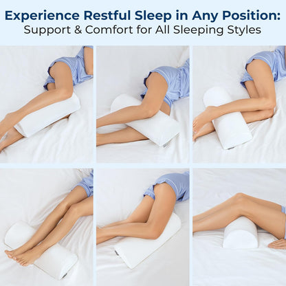 5 STARS UNITED Knee Pillow for Back Sleeping – Half Moon Bolster Pillow for Legs, Under Knee Pillow for Sleeping on Back, Memory Foam Leg Pillow for Back Pain, Gray