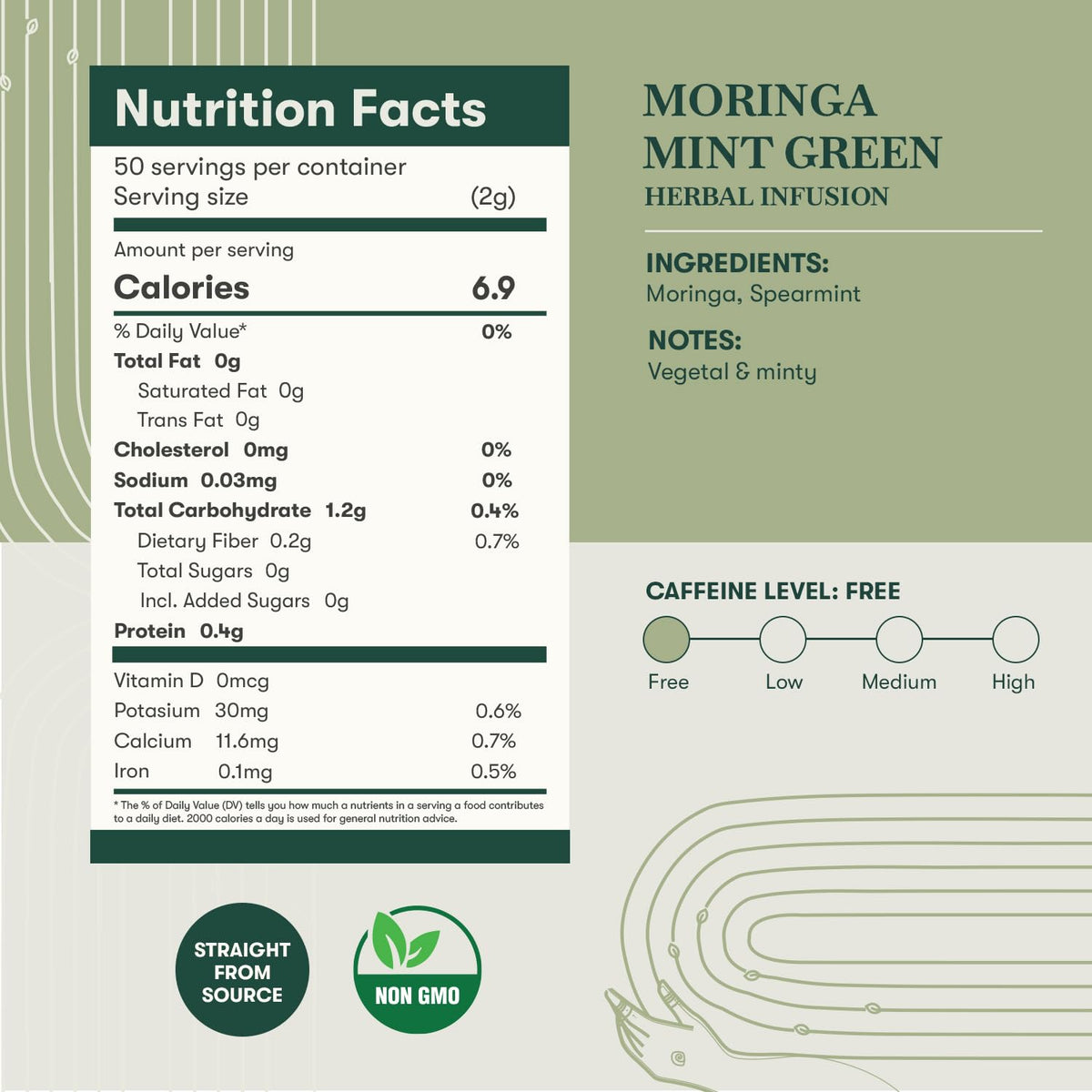 Luxmi Estates Moringa Mint Herbal Tea, 50 Biodegradable Pyramid Tea Bags (100g, 3.5oz) | USDA Organic Moringa Oleifera Leaf with Spearmint | Caffeine-Free Superfood Infusion, Vegan & Non-GMO Bulk Pack