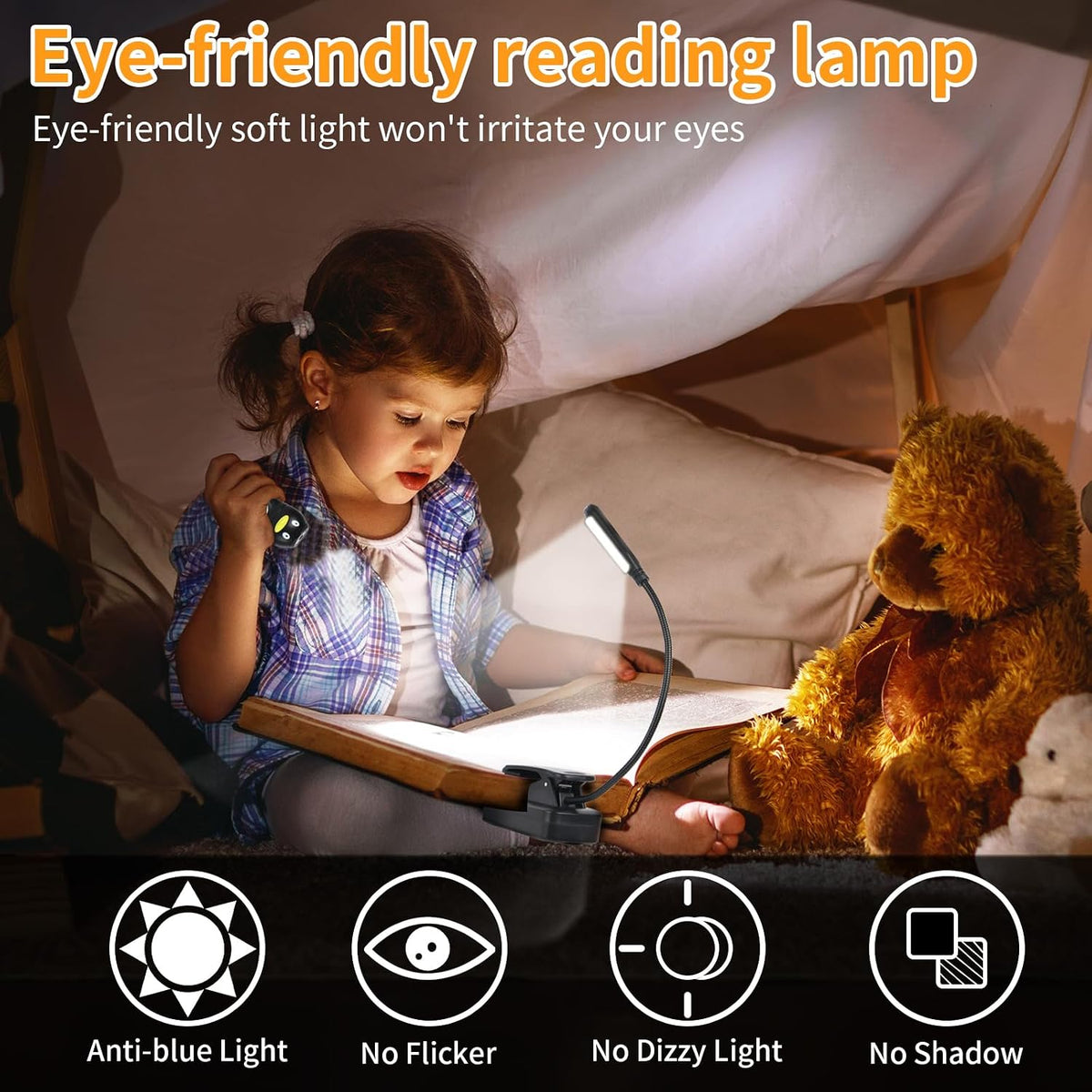 4 Pack Reading Light with 3 Color Temperature, 6 LED Book Clip Lamp for Reading in Bed, Easily Clip on to a Small Mini Lightweight Book Lights for Read Book Lovers
